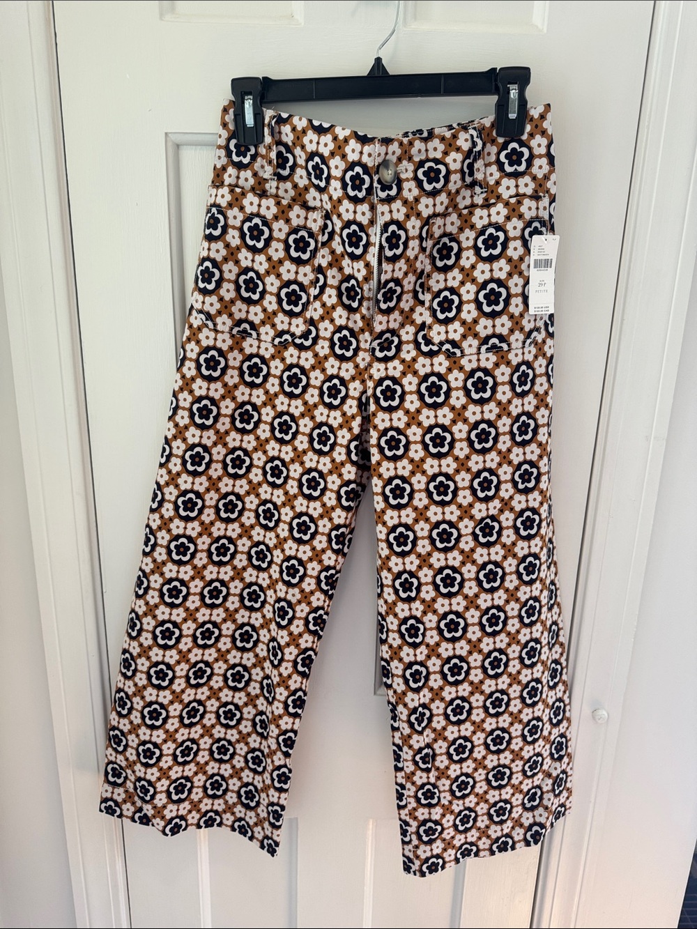 Anthropologie Mauve Colette Cropped Wide-Leg Pants in Brown, Black & White